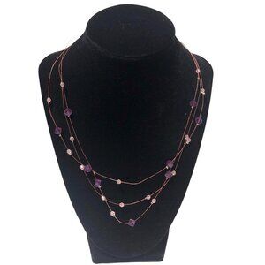Vintage Avon Amethyst Floating Necklace 3-Tier Purple Beads Silver Plate 9"